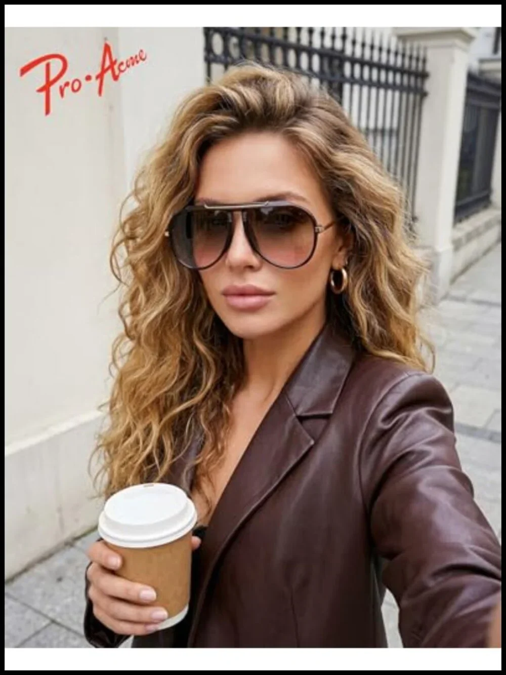 Oversized Retro Aviator Sunglasses with Top Bar UV400 Protection